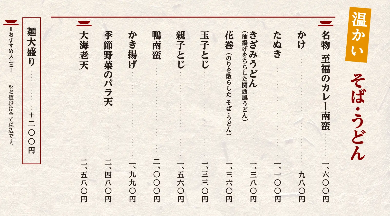 萬寿庵の温かいそば