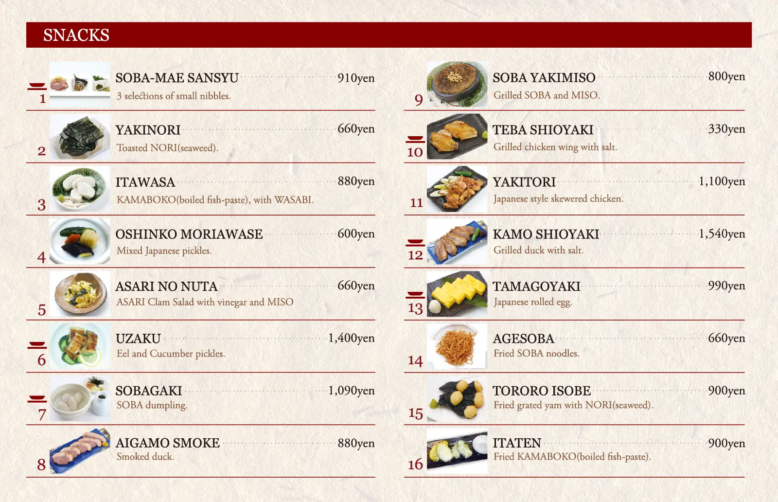 萬寿庵のおつまみ